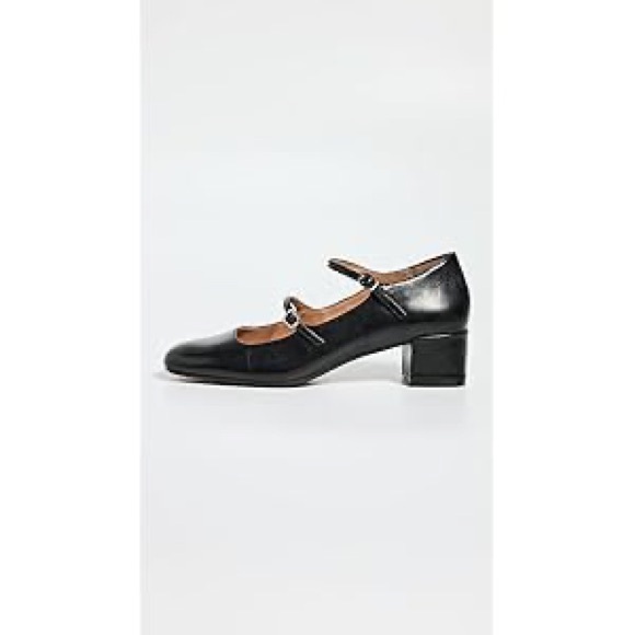 Classic Black Mary Jane Block Heel Pumps - Picture 4 of 5